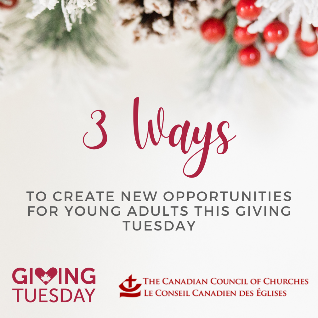 Title text of this post with a decorative pine needles at the top and the Council's logo alongside the Giving Tuesday logo at the bottom